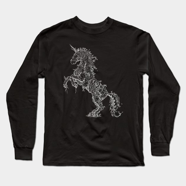 Nature Spirit Unicorn (Unithorn) (white) Long Sleeve T-Shirt by SamDeaconArt